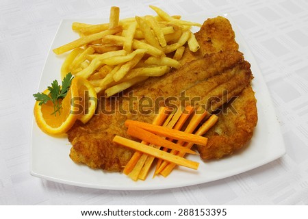 Fried fish fillet with french fries