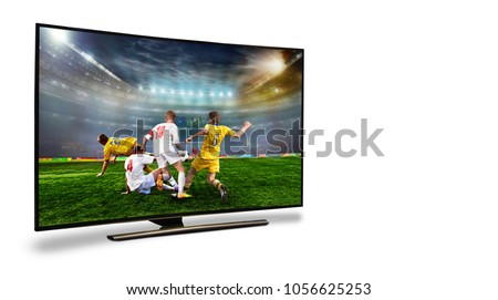 4k monitor isolated on white. tv with the nature view