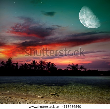 Sunset With Moon