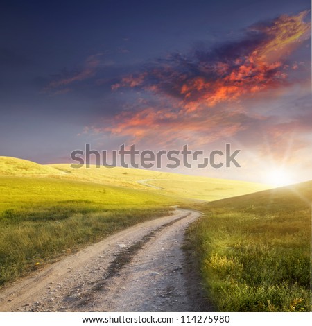 Rural road and the blue sky