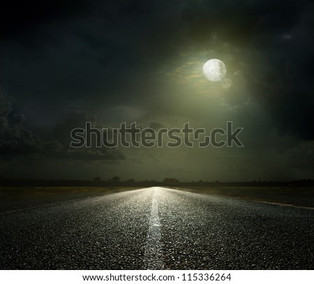 Night Road And Moonlight