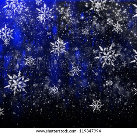 rough blue holiday cover with many snowflakes