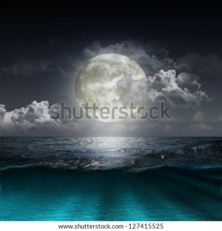 Magical Evening On The Ocean And The Moon