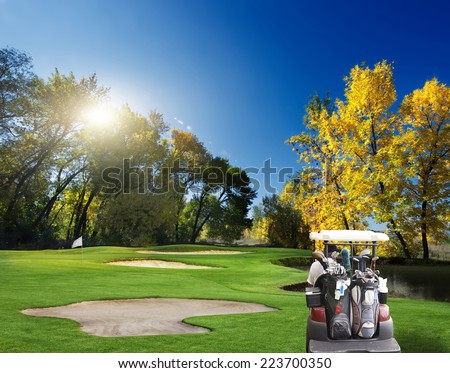 Autumn Landscape. golf course in the early autumn