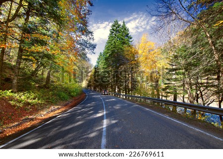 mountain road .a series of pictures of autumn road