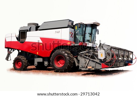 grain harvester combine on a white background