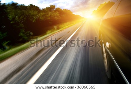 The car goes on a meeting to the sun