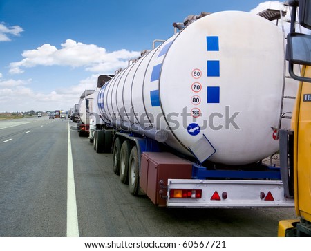 big fuel gas tanker truck on highway