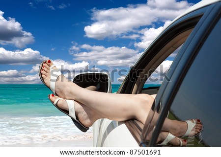 Girl resting in a car broke down