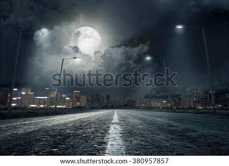 road in city at night