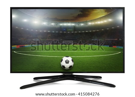 watching smart tv translation of football game.