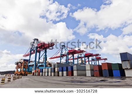 Large group of Cargo Containers at the commercial dock