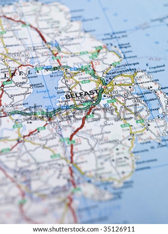 Map of Belfast in Northern Ireland
