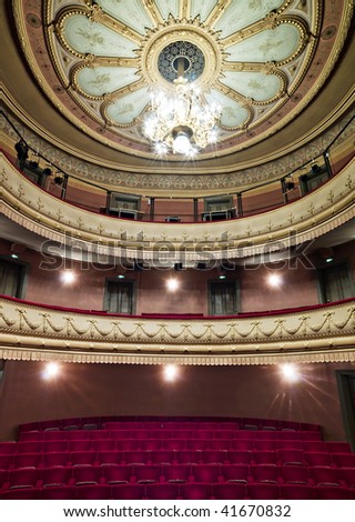 Luxurious theater hall in classic baroque style.