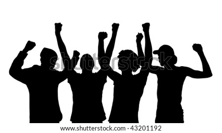 cheering crowd silhouette. stock photo : Silhouette of