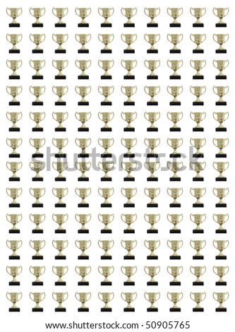 Collage of Trophies isolated on white background