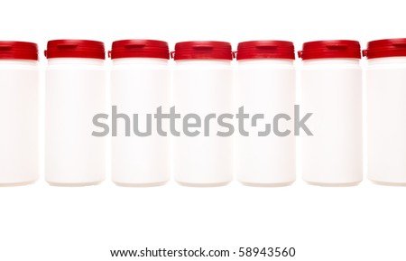 Formation of Plastic cans isolated on white background