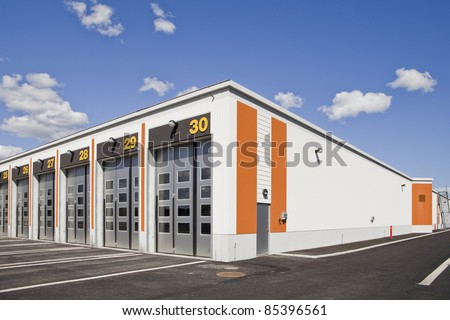 Warehouse with modern architecture on a sunny day