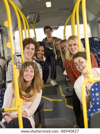 Happy people on the bus
