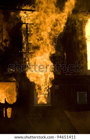 Apartment building on Fire at Night time