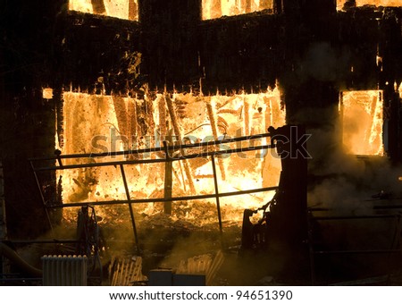 Apartment building on Fire at Night time