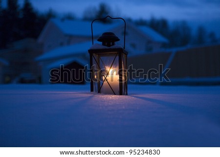 Lantern in the dark winter