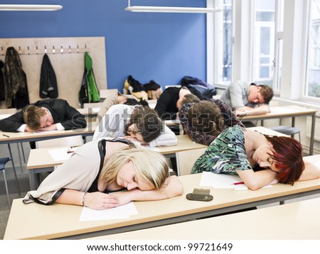 Large Group of Sleeping students