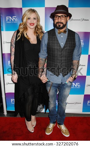 LOS ANGELES - FEB 8 - AJ Mclean and wife arrives at the 16th Annual Friends N Family Pre Grammy Party on February 8, 2013 in Los Angeles, CA