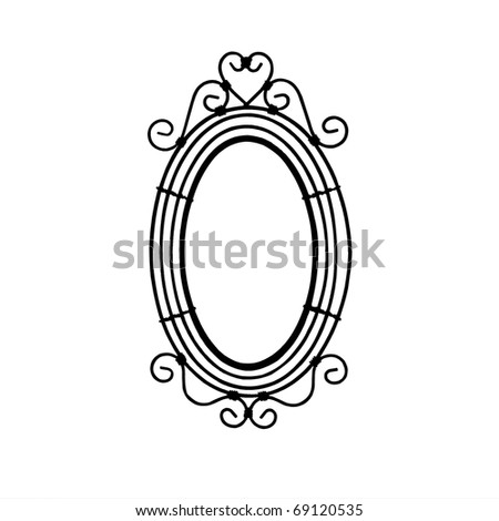 Ornate wire picture or mirror frame silhouetted on white