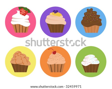 stock vector Set of cute cupcakes