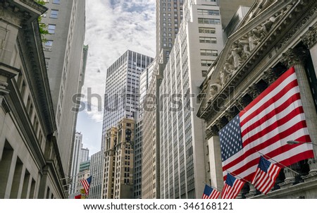 New York, USA - September 21, 2015: Building of New York Stock Exchange.  It is the largest exchange in the world by market capitalization.