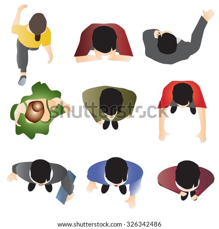 People Standing Top View Set 10 For Interior , Vector Illustration ...