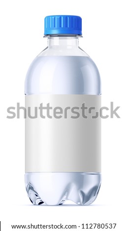 Small Plastic Bottle 0.33l Full Of Water With Clean White Label For 