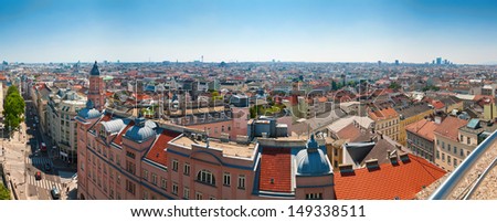panoramic view of some districts of Vienna from the House of the Sea