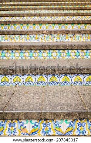 decoration of famous steps with ceramic tiles named Santa Maria del Monte at Caltagirone, Sicily
