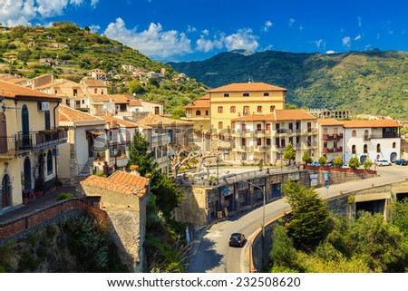 beautiful view of the little town Savoca - the city of Godfather film, Sicily, Italy