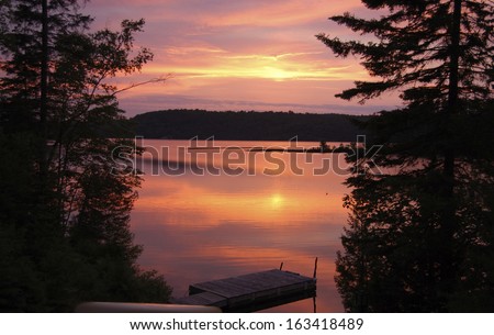 Wilderness Sunset, Cottage, Lake