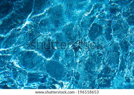 Ripples on the surface of bright blue water.