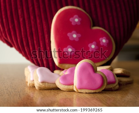 Heart cookies and pillow