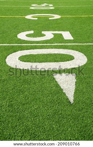 Fifty-yard line of American football field