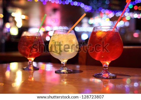Delicious cocktails at a retro bar.