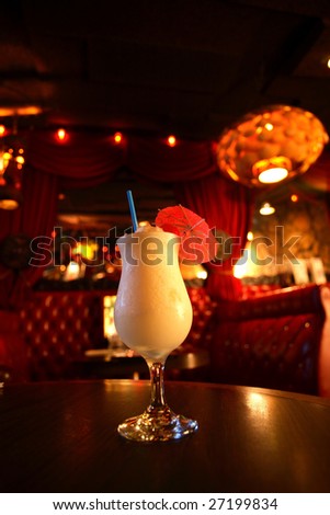 A cocktail at a retro bar.