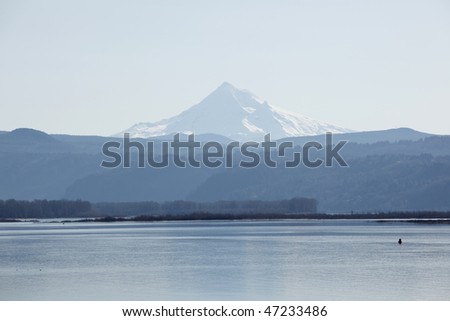 Mount Hood as seen across the river from Washington State.