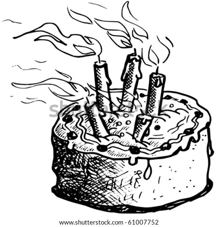 Happy Birthday Cake Drawing. irthday cake sketch. stock