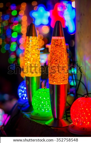 Colorful lava lamp at Night market / Thailand