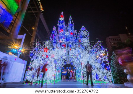 Lighting Castle, Christmas celebration in front of Central World shopping mall on December 14, 2015, Bangkok,Thailland