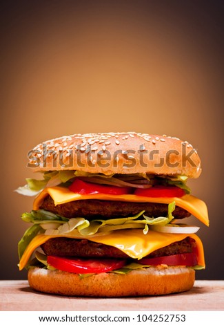 large double burger closeup fast food