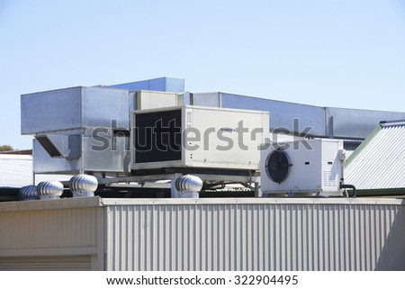 Air conditioning on industrial site roof