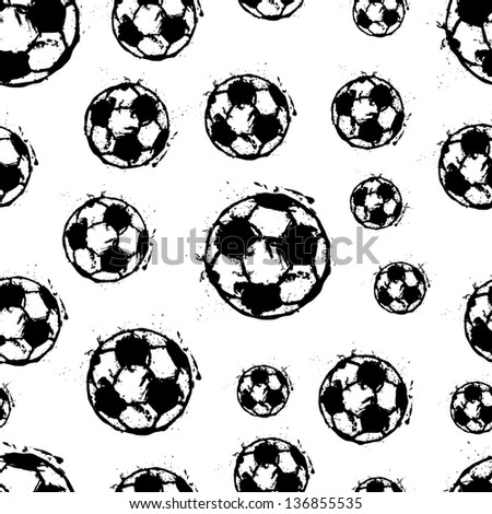 seamless background pattern, soccer balls, vector illustration