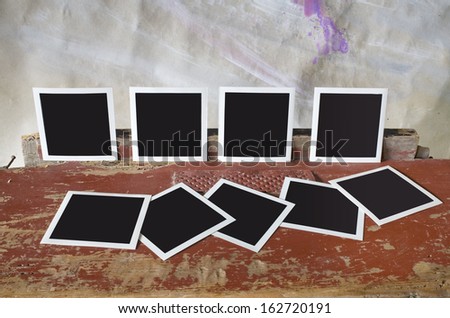 photo frames in an artist\'s workshop, free space for pics